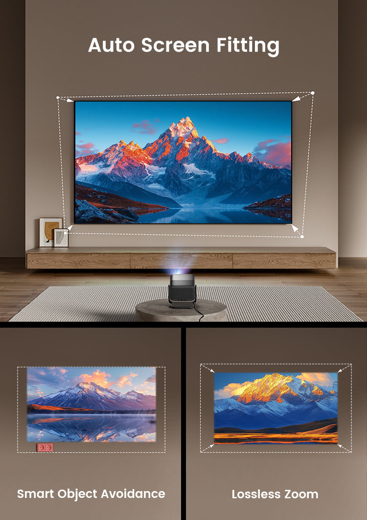 JMGO N1S Infinity automatically adapts to any screen with intelligent obstacle detection and lossless zoom capabilities.