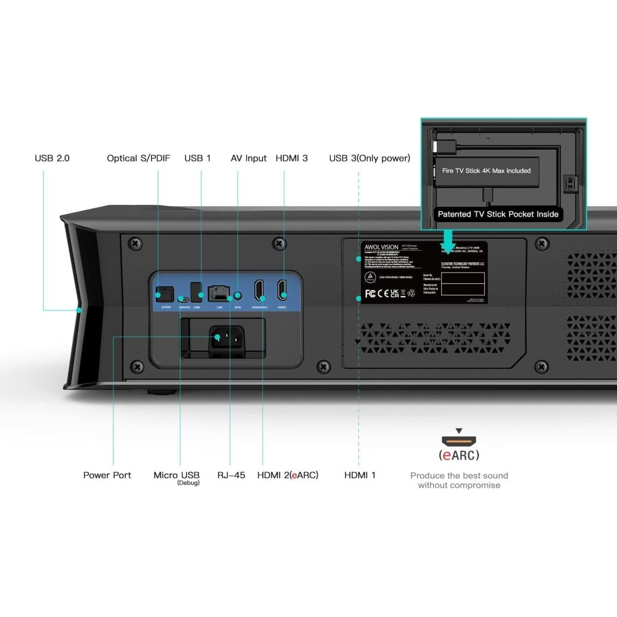 Awol Vision 3000 Pro 4K 3D LTV Triple Laser Projector - Nothingprojector