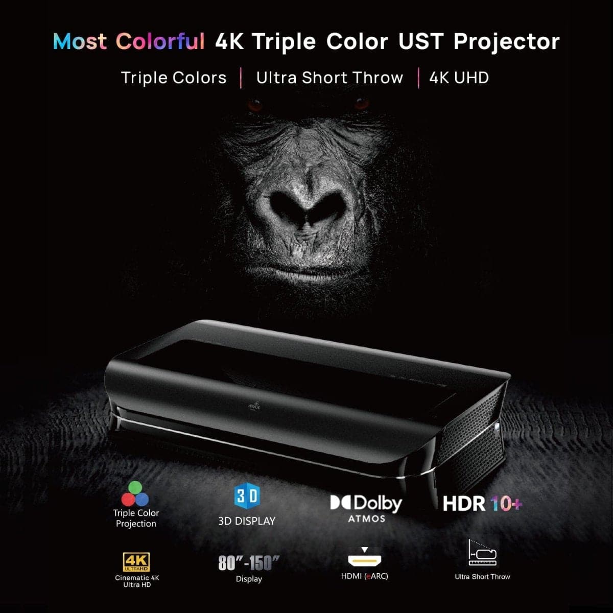 AWOL Vision LTV-2500 4K Short Throw Projector Home Theatre 2600 Lumens - Nothingprojector