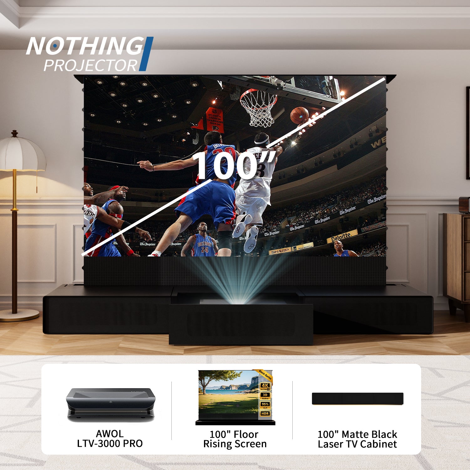 (Bundle) AWOL VISION LTV-3000/3500 PRO + Motorized ALR Screen + Laser TV Cabinet