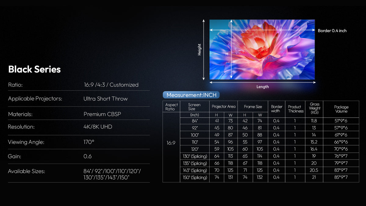 Nothingprojector Black Series Screen -INCH