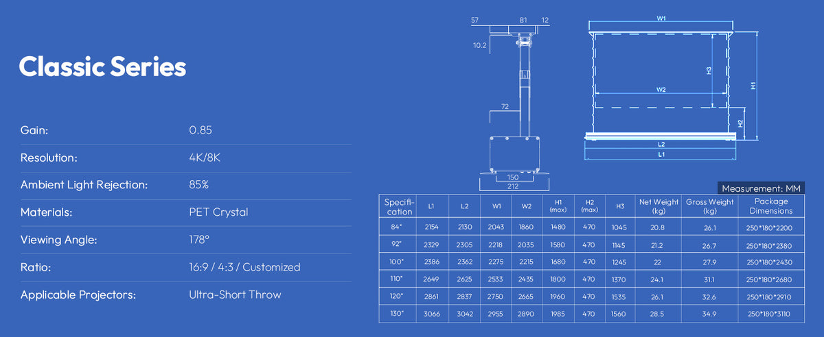classic floor rising size chart-mm