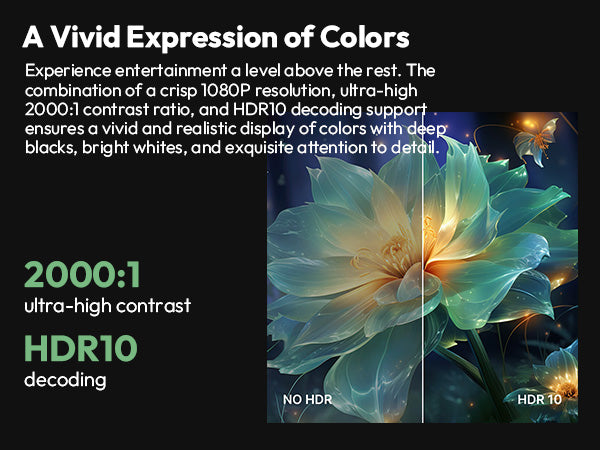 A vivid expression of colours: 1080P resolution, 2000:1 contrast ratio and HDR10 decoding on the Xming Page One