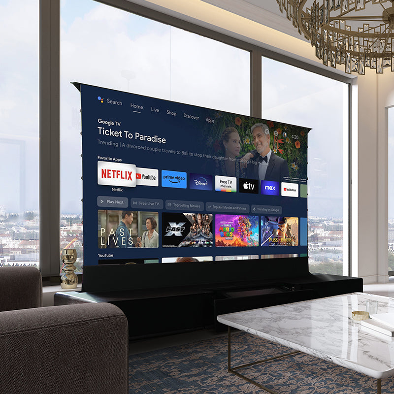 This cabinet is designed for laser TVs to provide an exceptional visual experience under any lighting.