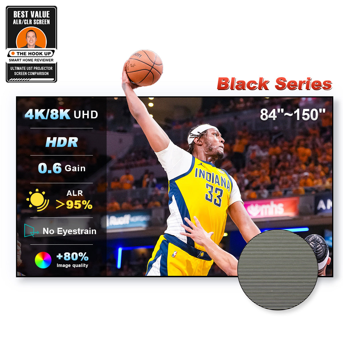 84''-150'' NothingProjector Black Series 95% ALR/CLR Ultra Short Throw Projector Screen