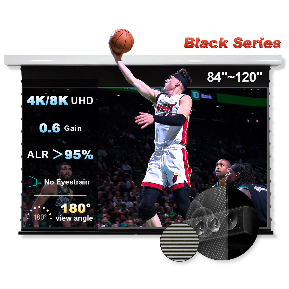 84"-120" NothingProjector Black Series Slimline Motorized Tension Drop Down 95% ALR Projector Screen