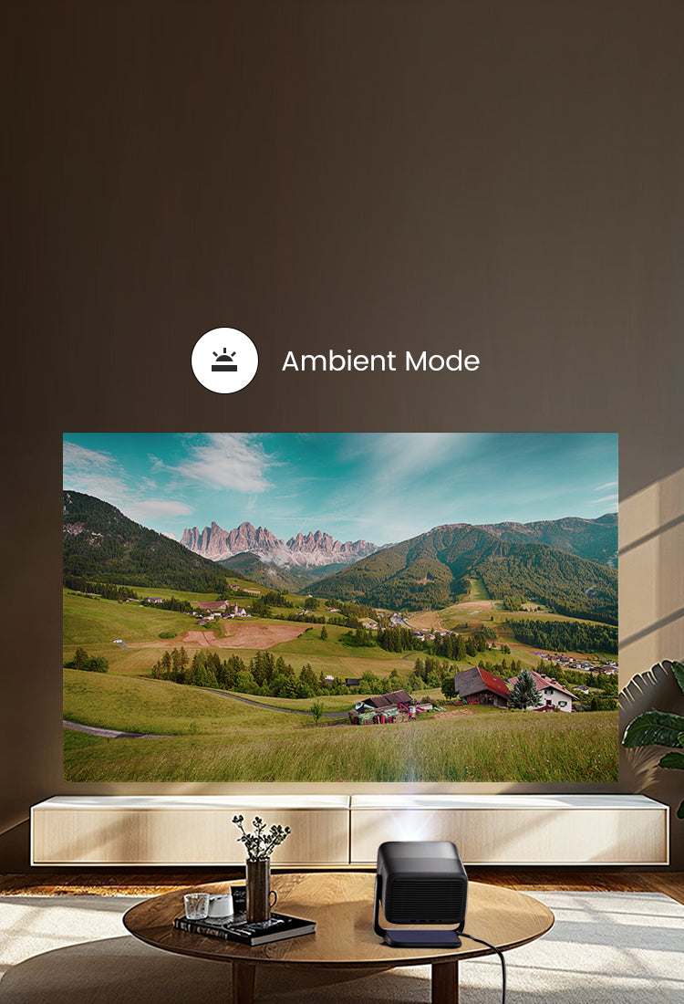 JMGO N1S Infinity transforms into a vibrant art gallery when idle, displaying your favorite images and memories.