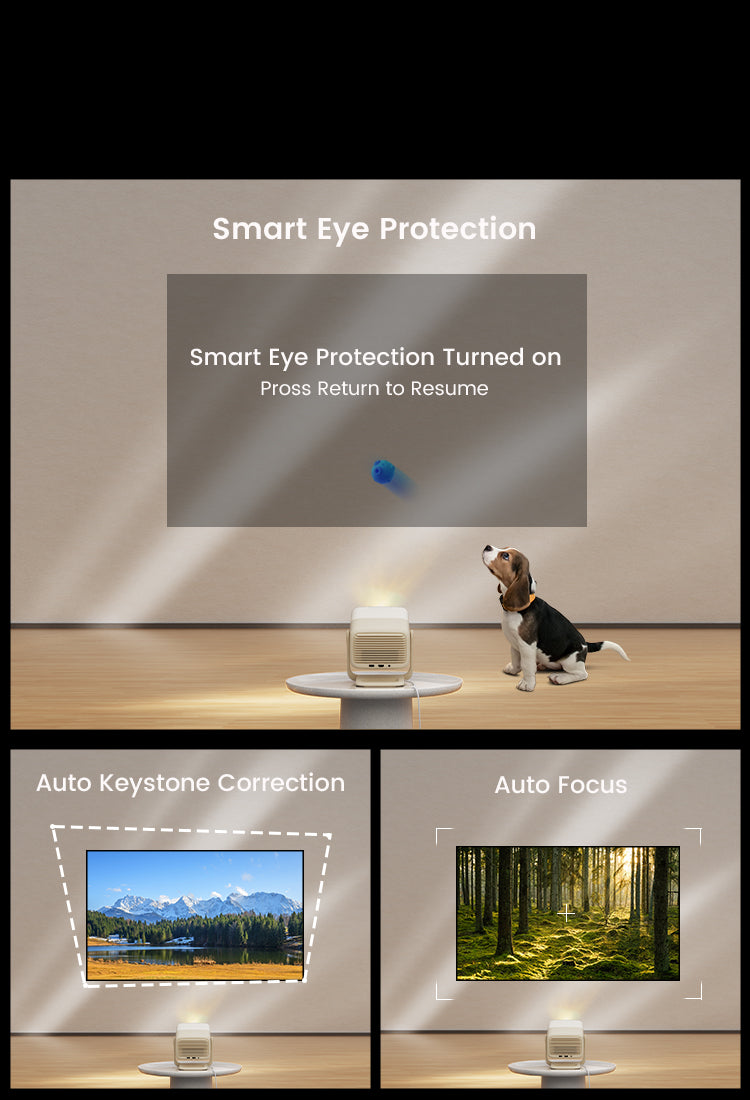 JMGO N1S Nano's Precision Flexismart system enables effortless setup with instant auto focus and keystone correction.