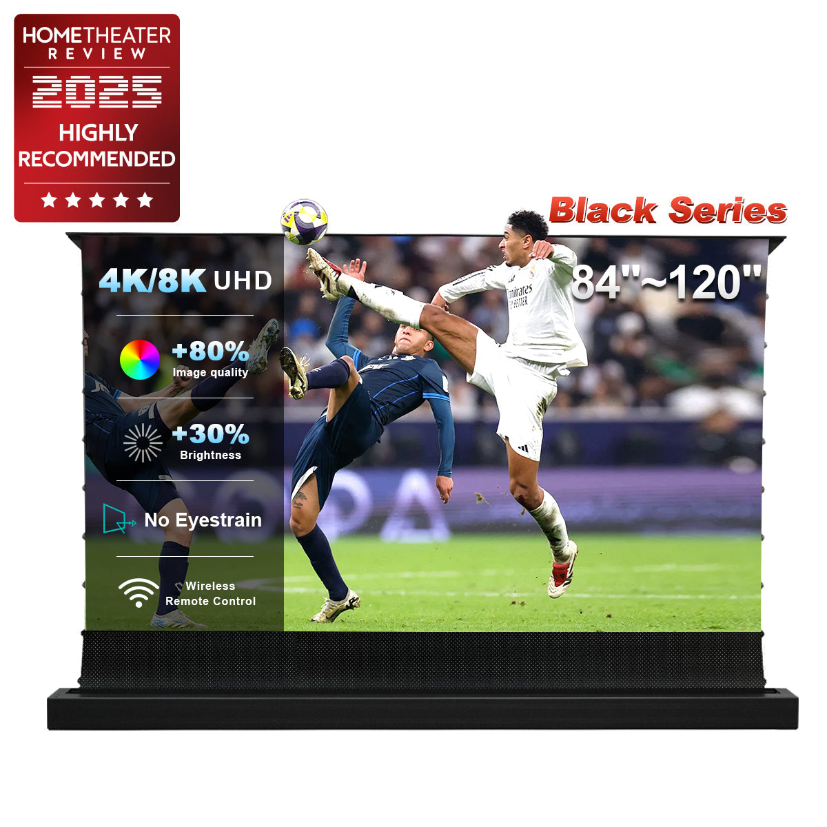 شاشة عرض NothingProjector Black Series بمحرك أرضي مرتفع مقاس 84-120 بوصة لجهاز عرض قصير المدى للغاية