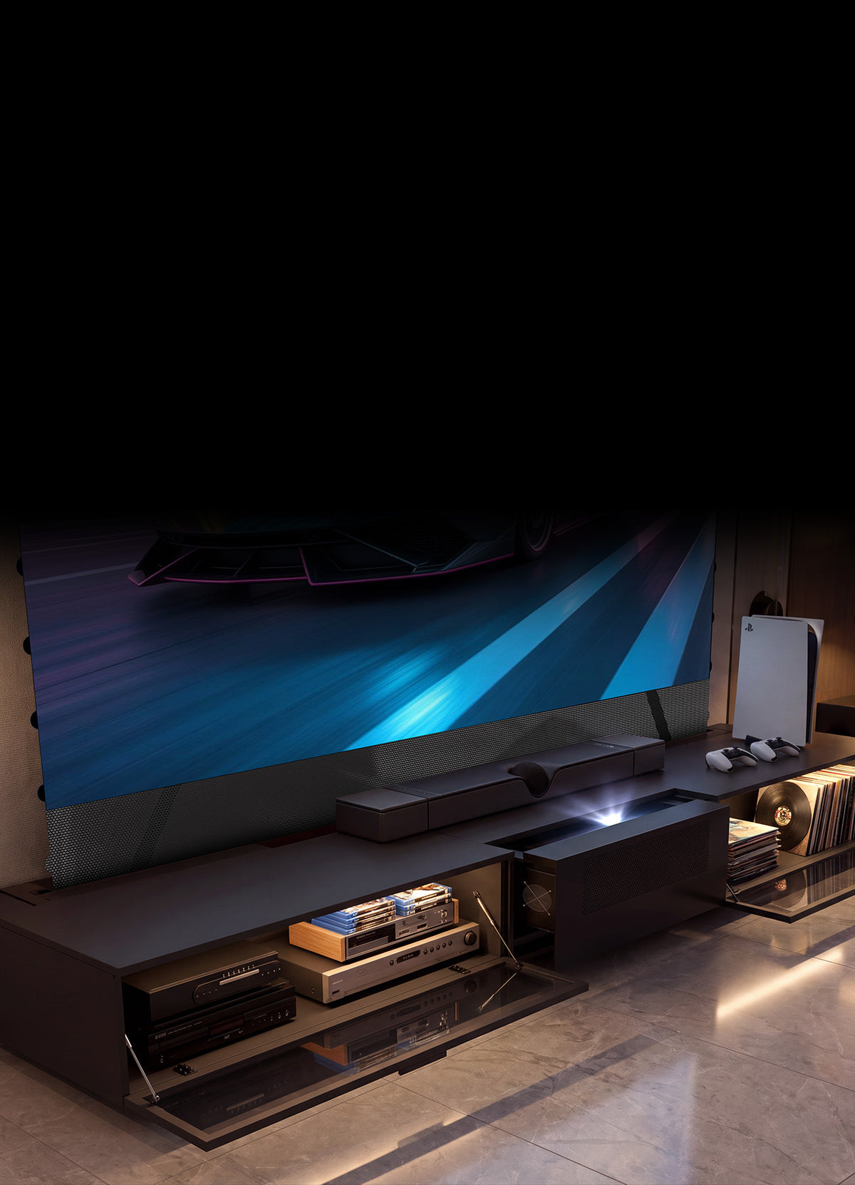 Large multi-functional storage for AV receivers and game consoles