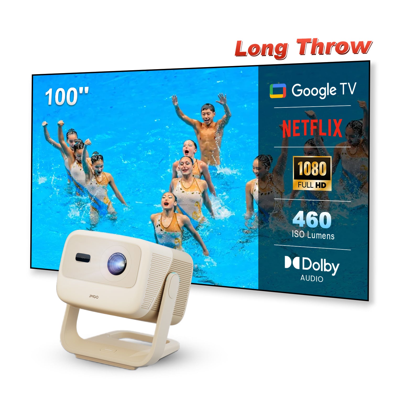JMGO N1S Nano Long throw LED Google TV Projector 460 ISO Lumens