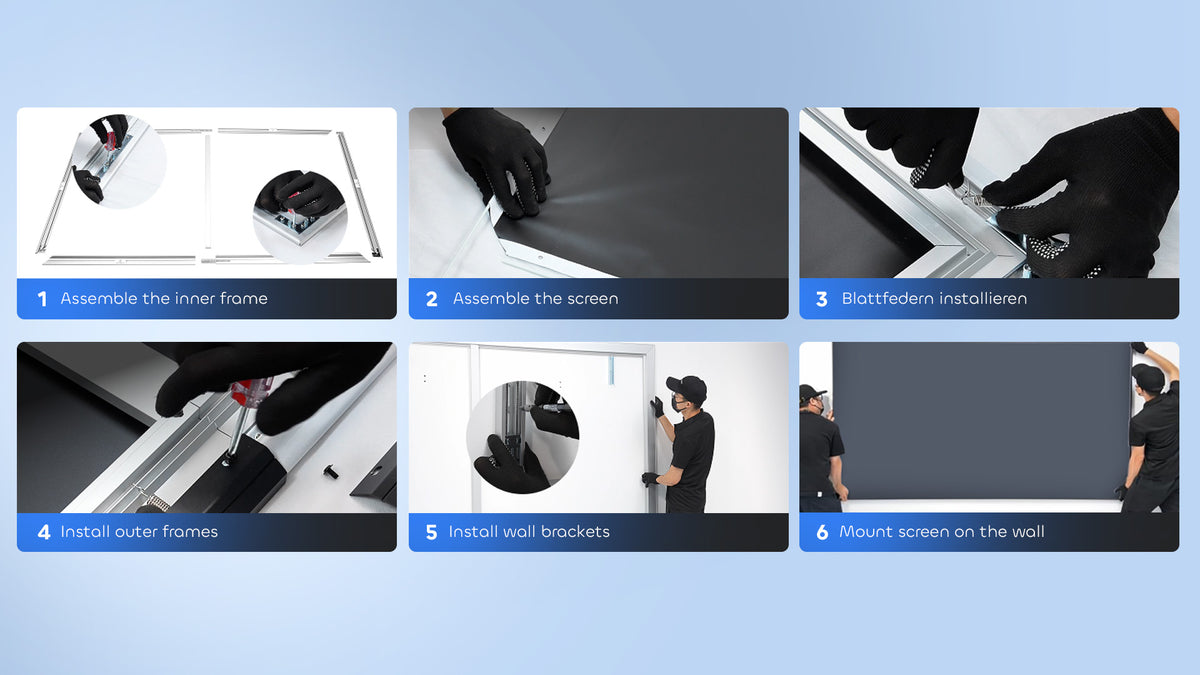 step by step installation guide for nothing projector alr screen assemble frame install screen mount on wall easily