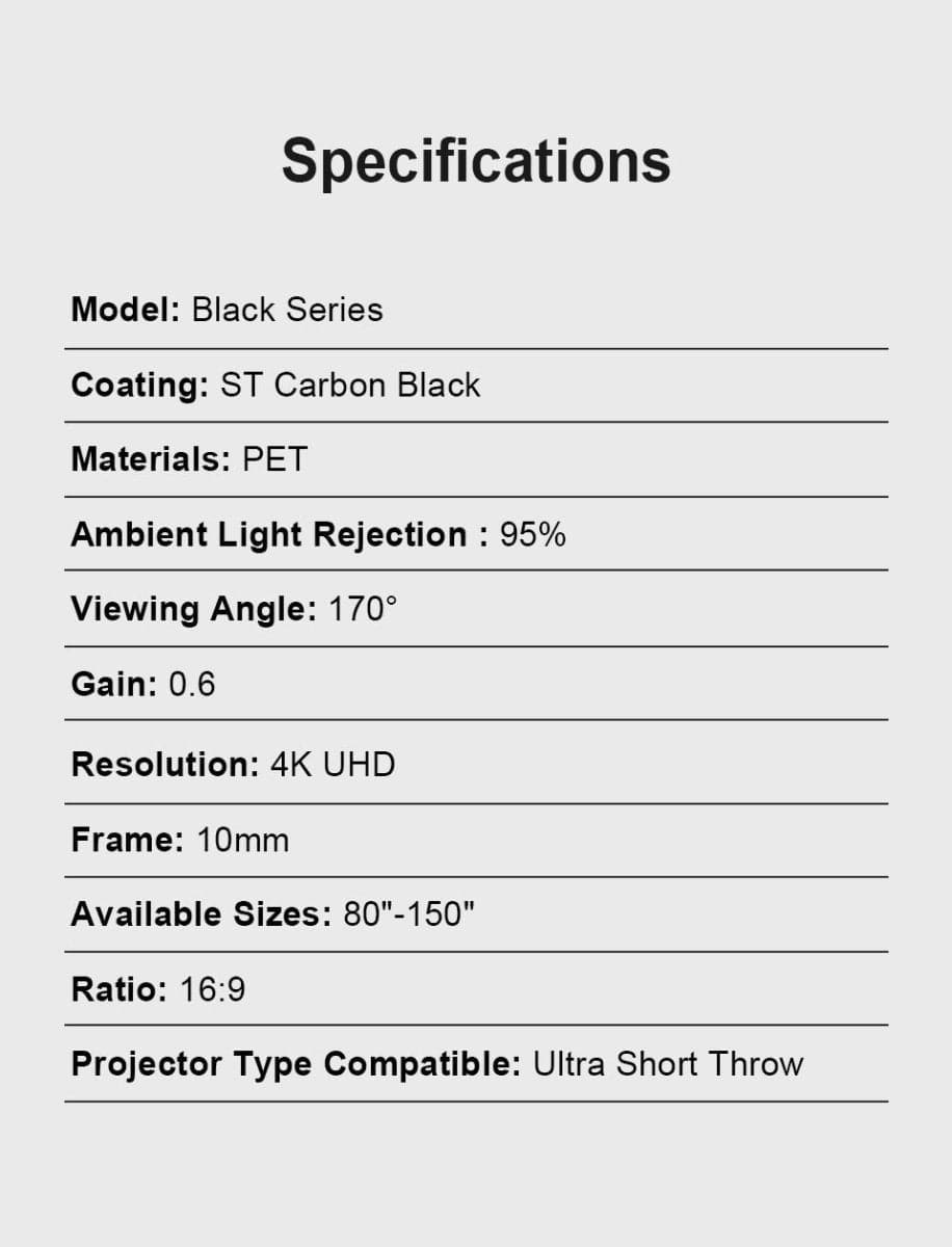 Nothing Projector Black Series 120 inch ALR/CLR Ultra Short Throw Projector Screen - Nothingprojector