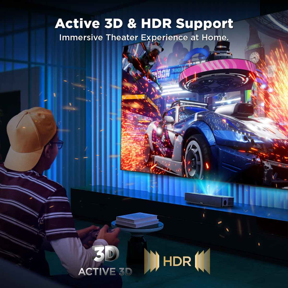 Fixed frame projection ALR screen with 3D support, ALR surface, and zero-gap mounting for UST projectors.