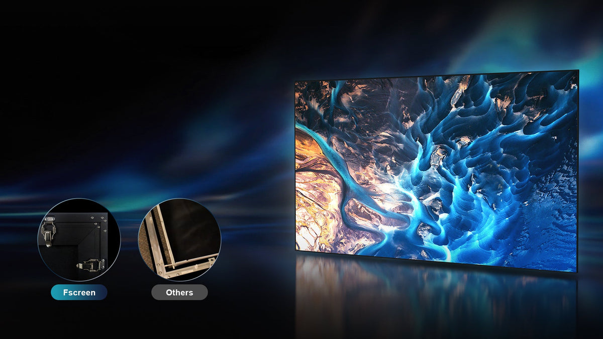 4th-Gen Fresnel Fixed Frame Screen by NothingProjector showcasing premium spring tension frame assembly for a perfectly flat surface