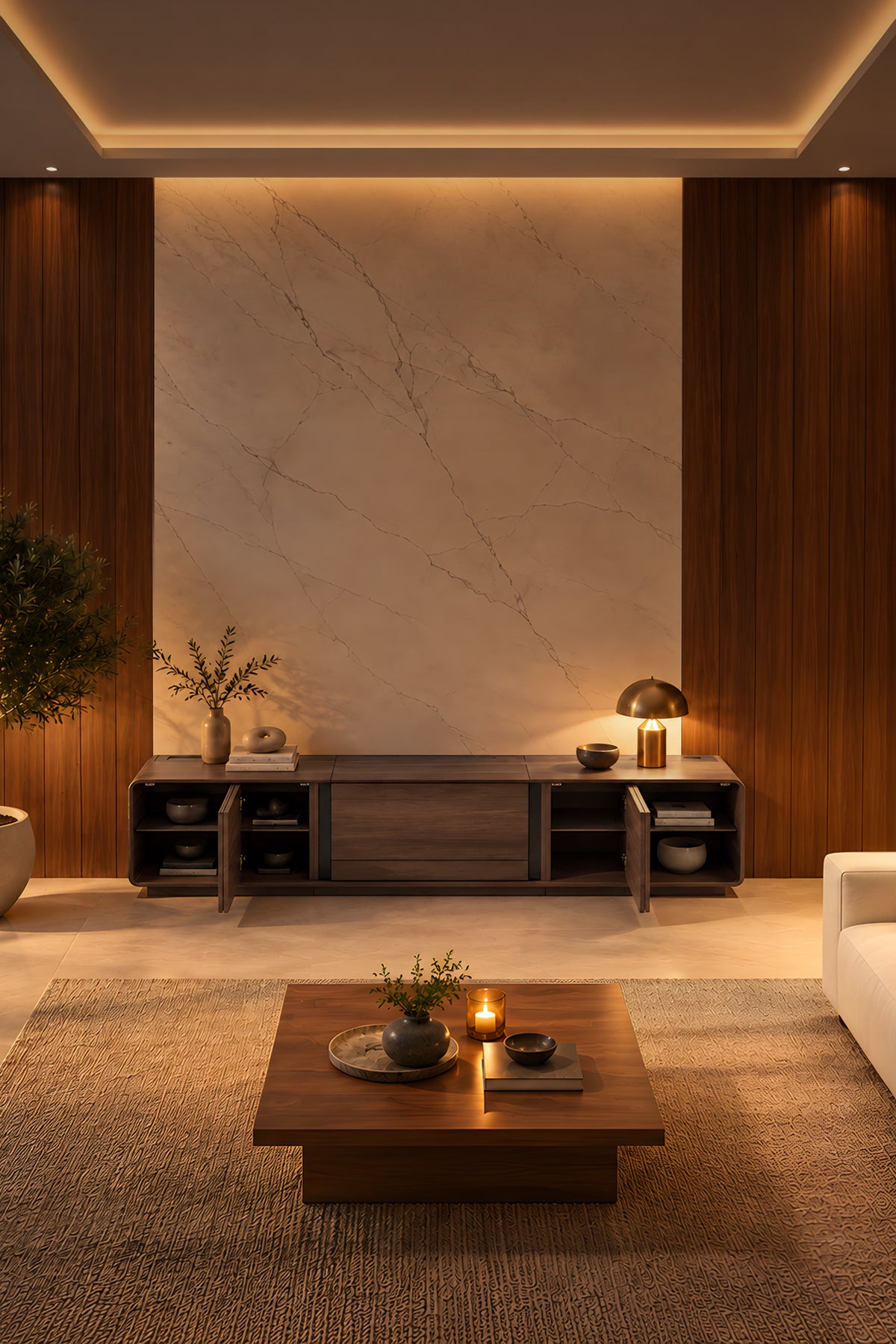 NothingProjector Walnut laser TV cabinet — multi functional storage