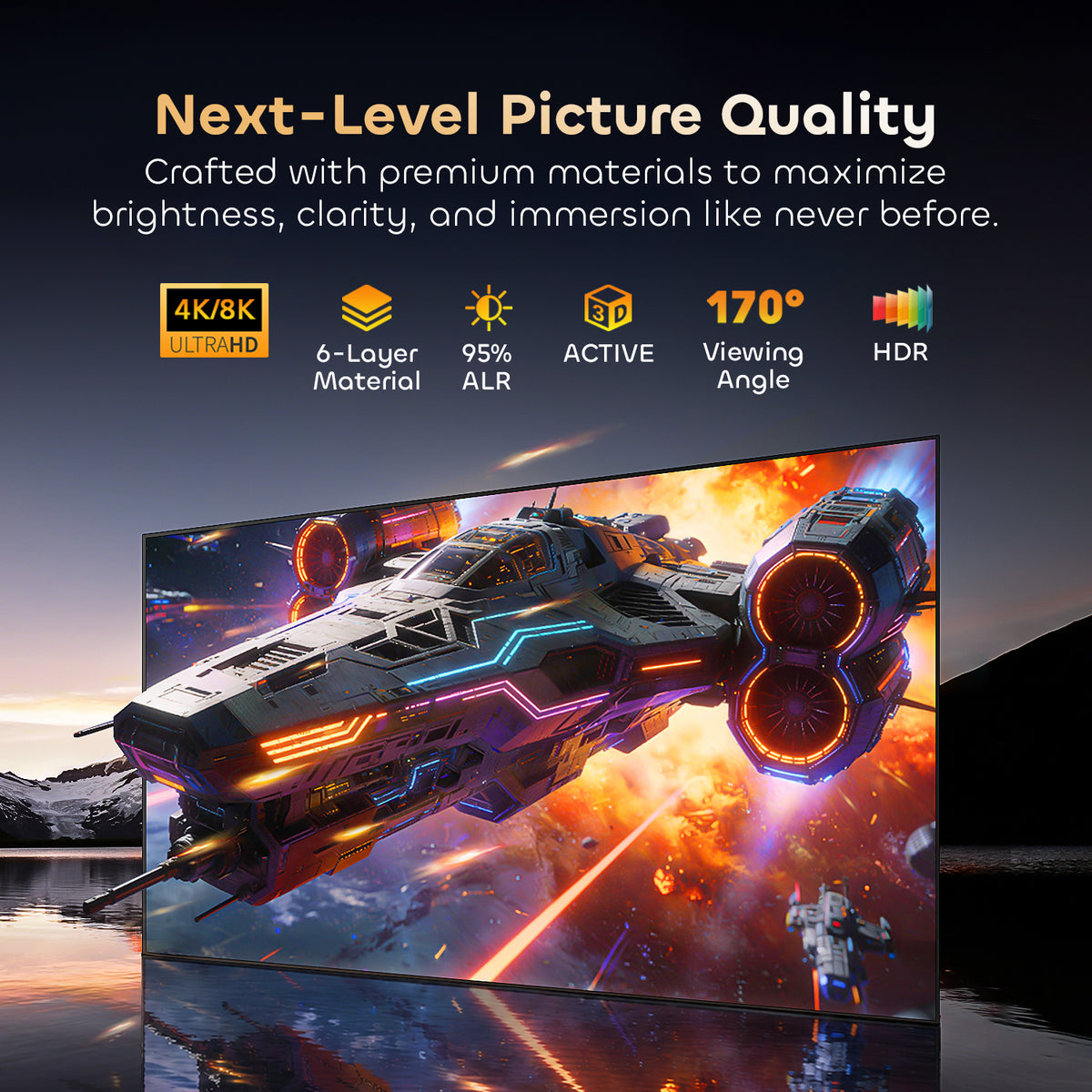 100"-130" NothingProjector Lenticular 4K ALR Projector Screen for Long/Standard Throw Projectors