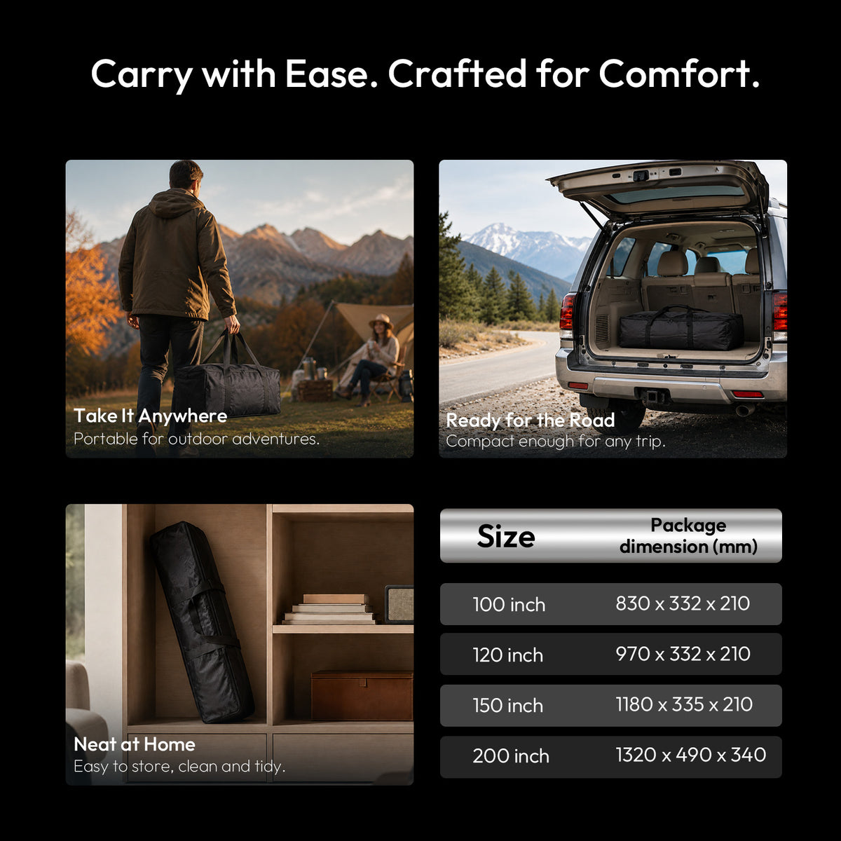 NothingProjector OpenAir Series Outdoor Camping Portable Folding Screen with Stand 1.3 Gain, 4K/8K UHD, 3-Layer PVC, Tool-Free Fast Setup