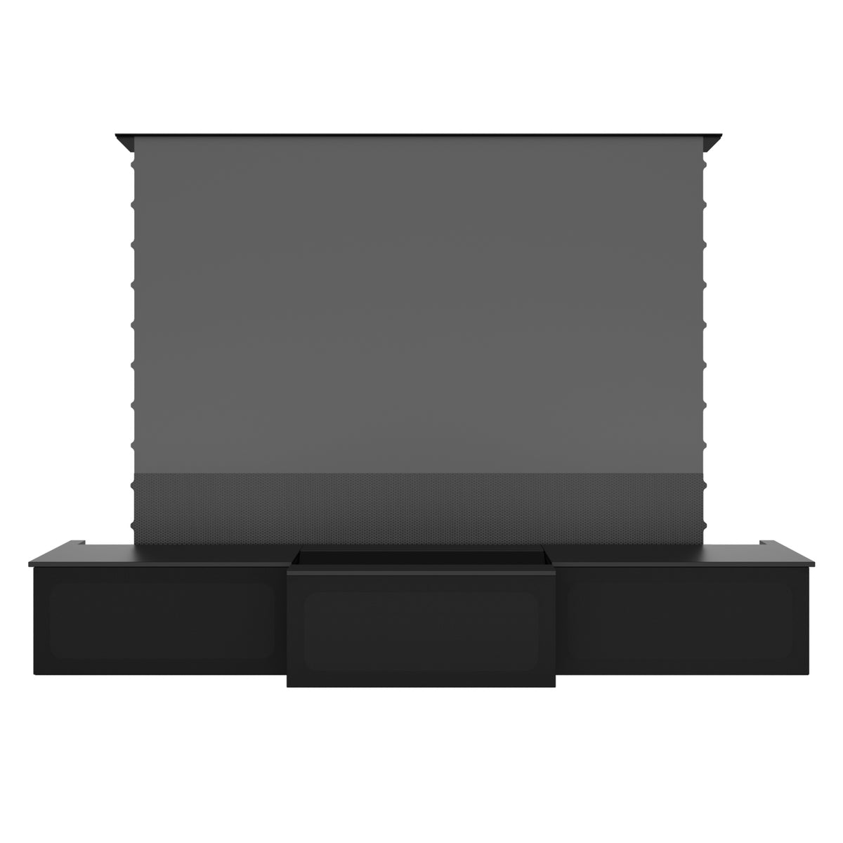 The front of a 100/120-inch flat-pack smart laser TV cabinet