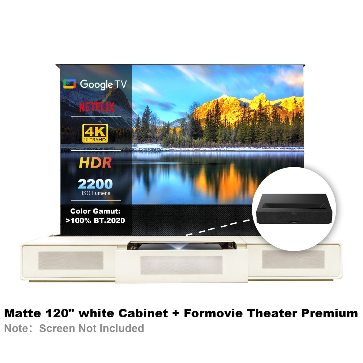 Shore Laser TV Cabinet + UST Projector Bundle (Pre-Assembled）
