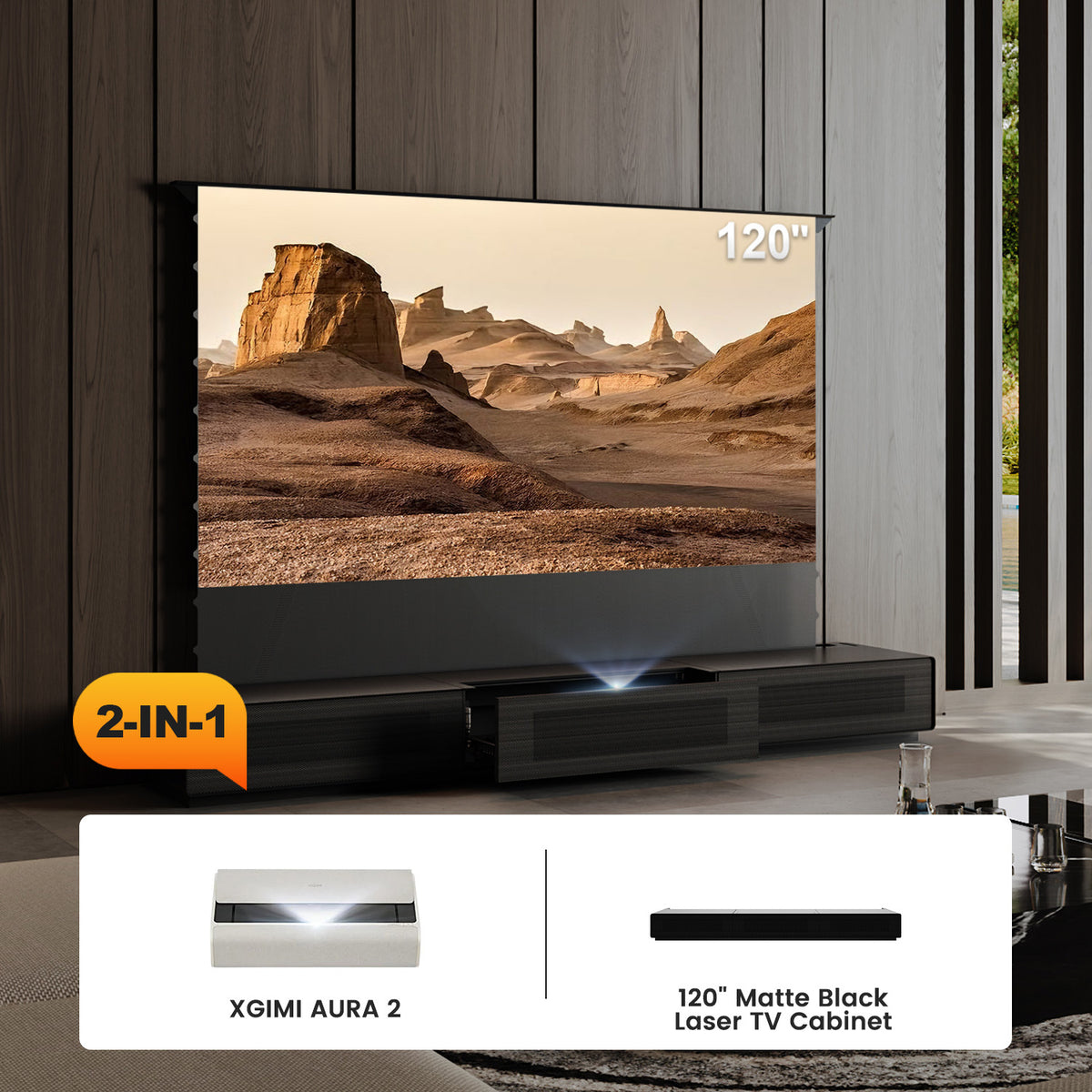 Shore Laser TV Cabinet + UST Projector Bundle (Pre-Assembled）