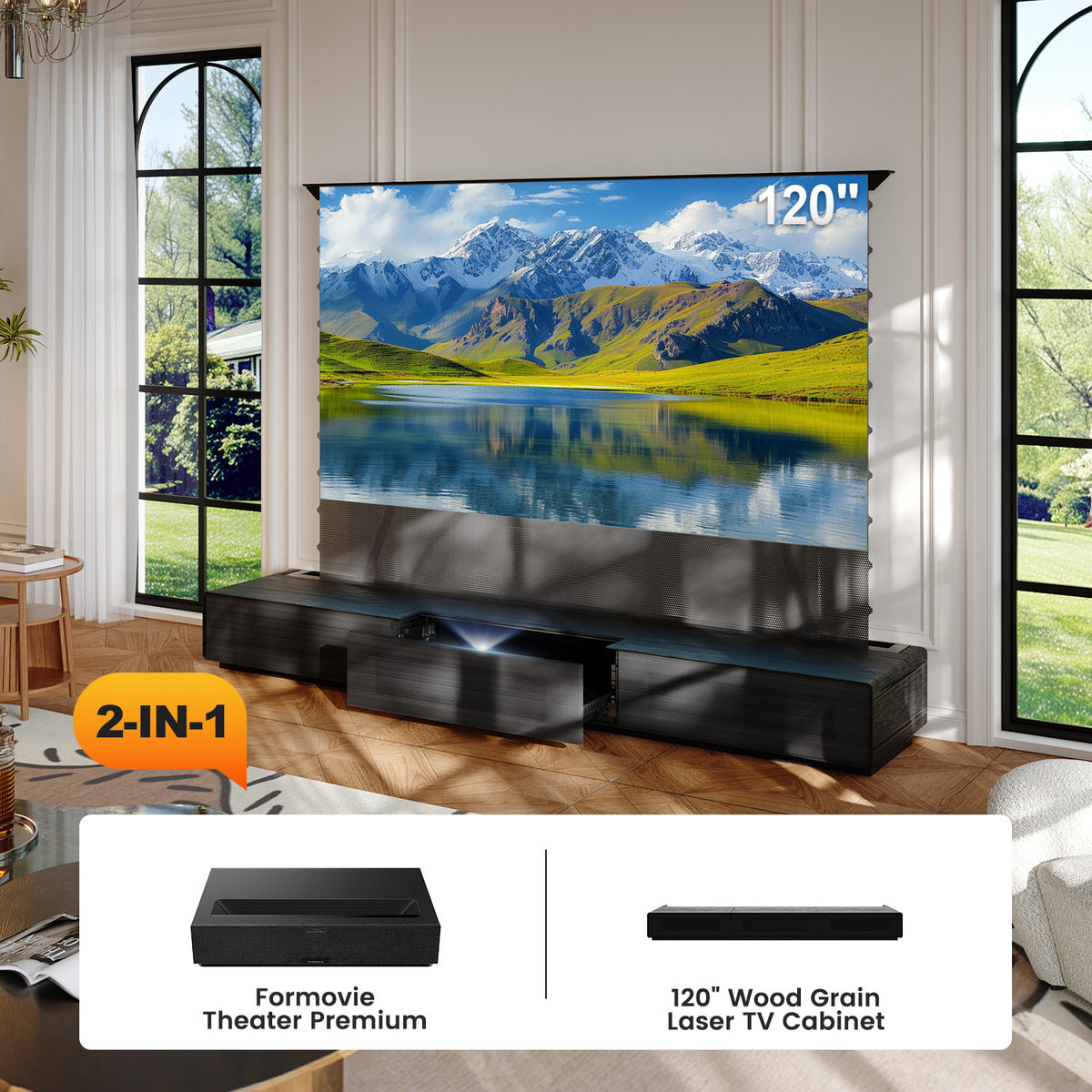 Shore Laser TV Cabinet + UST Projector Bundle (Pre-Assembled）
