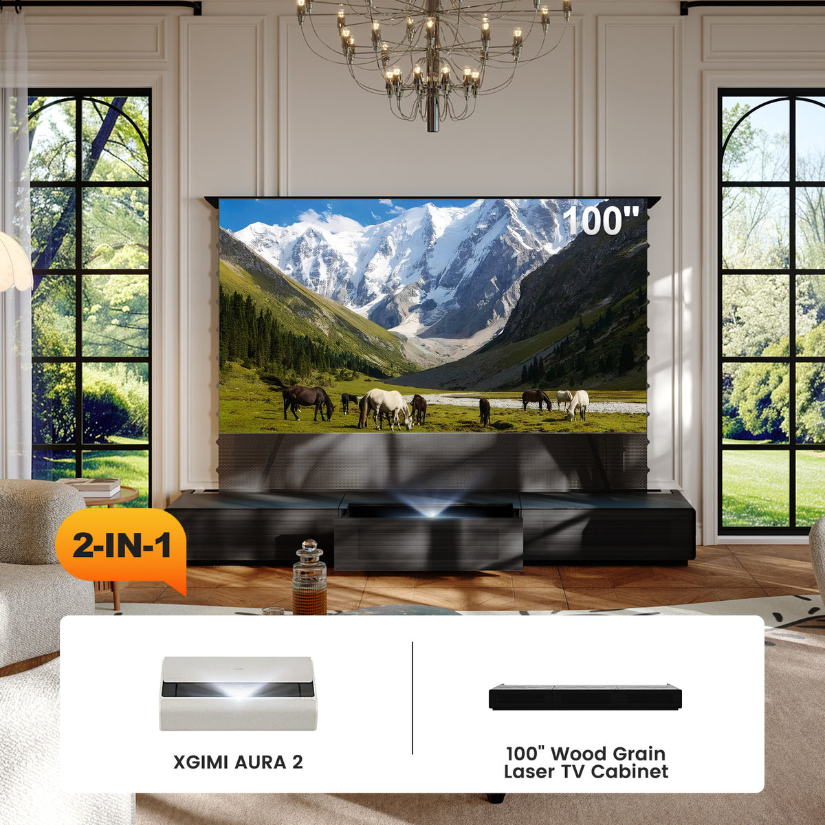 Shore Laser TV Cabinet + UST Projector Bundle (Pre-Assembled）