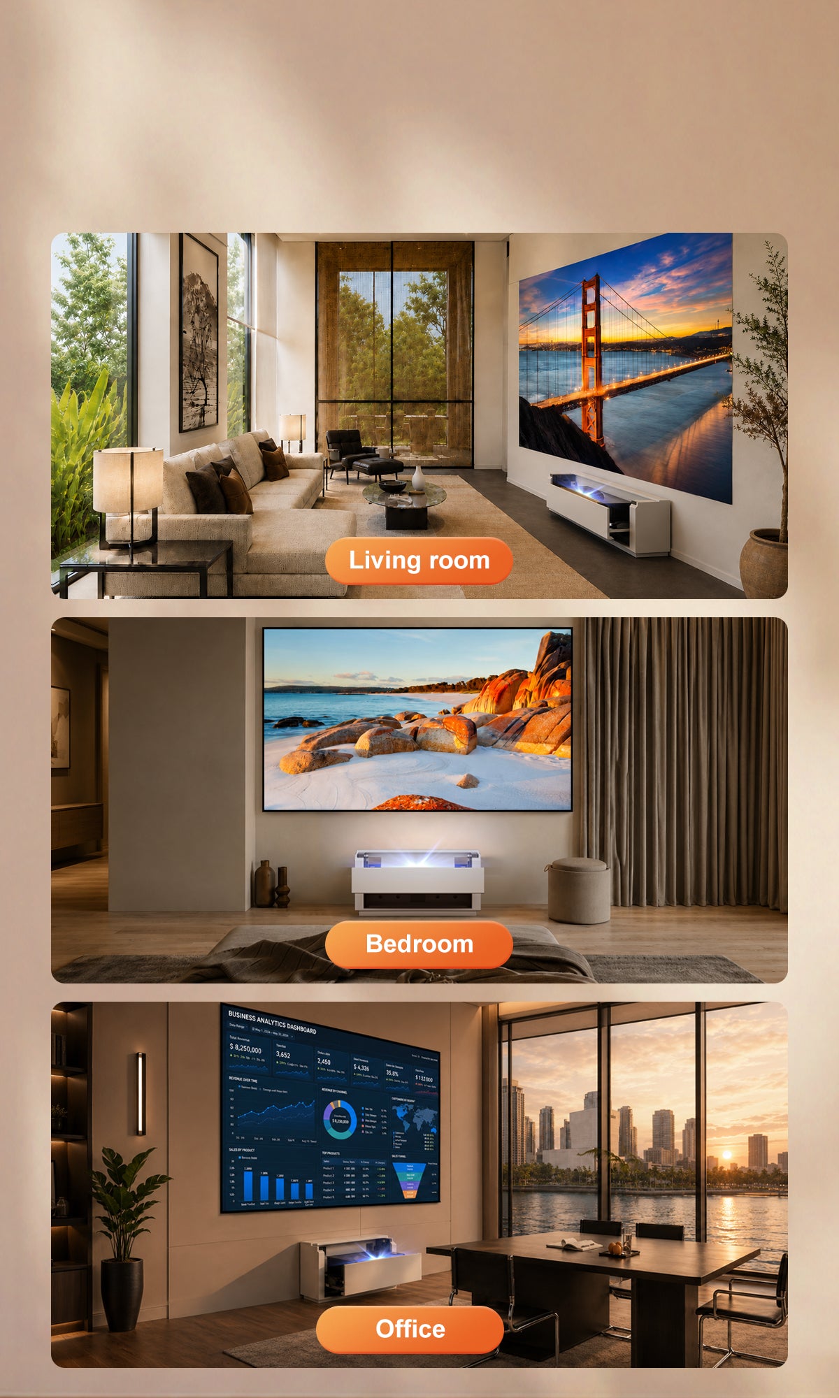 Shore Smart Matte UST Projector Cabinet Flip Design for Wall Mounted Screens