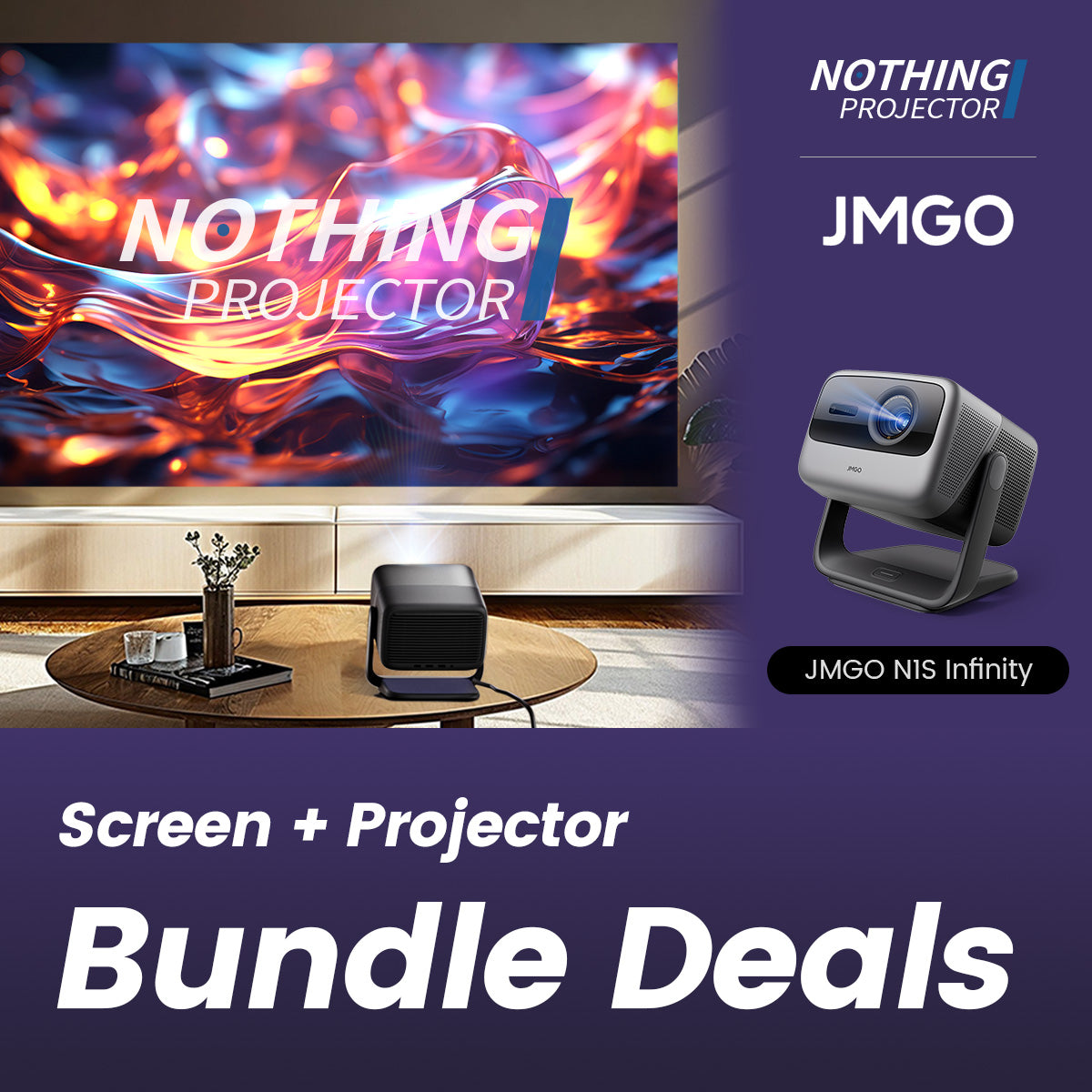 JMGO N1S Infinity Long Throw Triple Laser 4K Google TV Projector 2450 ISO Lumens
