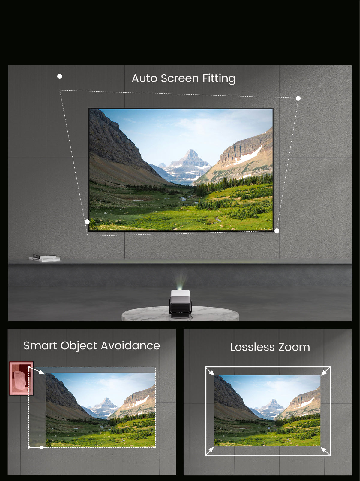 JMGO N1S delivers instant clarity with smart tuning that automatically fits any screen perfectly.